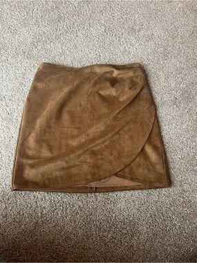 Abercrombie & Fitch Chestnut Faux Suede Wrap Mini Skirt